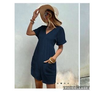 NEW EMERY ROSE ROMPER BATWING SLEEVE PATCH POCKETS FALL SPRING SUMMER